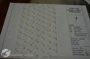 A plotted mine drill plan.