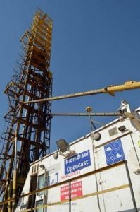 GPS antenna mounted on outside of drill rig.